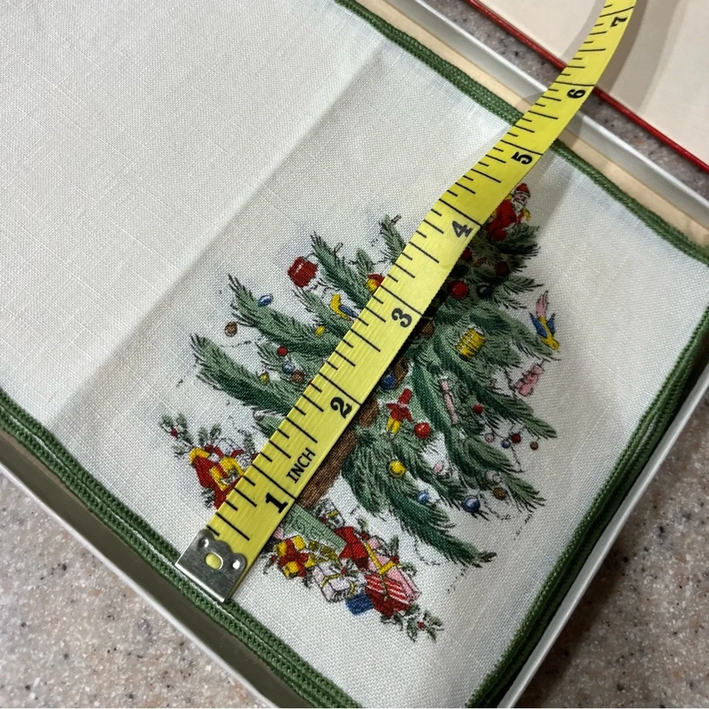Vintage set of 8 linen cocktail napkins by Spode - Picture 4 of 6